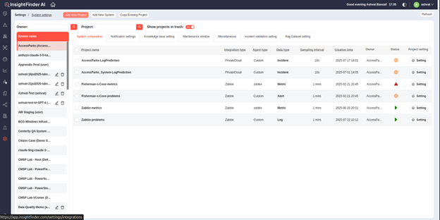 Elasticsearch Project Creation in InsightFinder