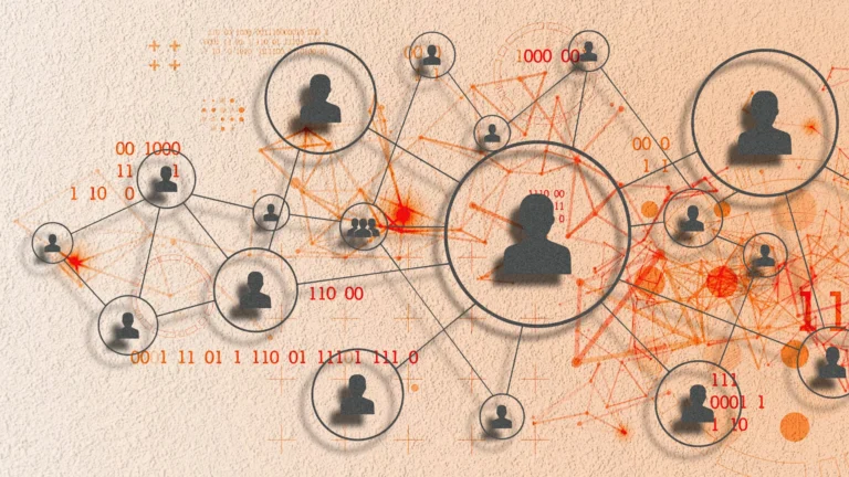 Web of people connected with AI Agents in HR